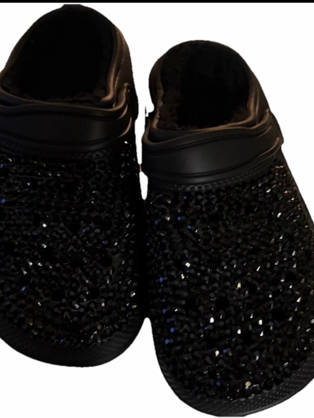 Source Unknown Black Crystal Embellished Slip-On Clogs